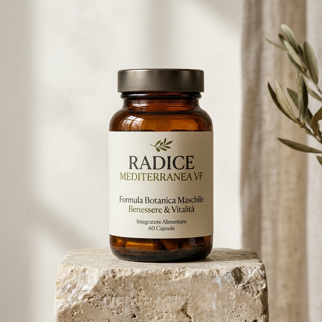 Flacone in vetro ambrato di Radice Mediterranea VF 60 capsule vegetali